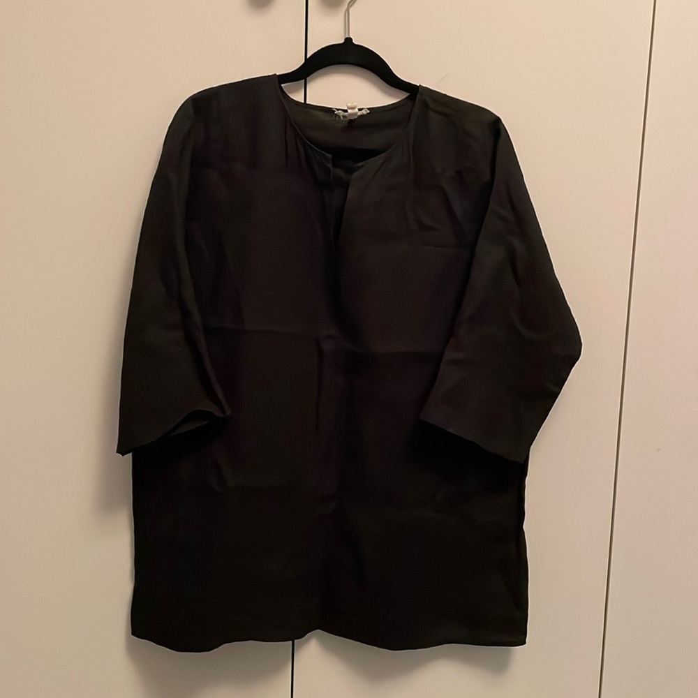 EILEEN FISHER Tunic Black Linen M Perfect